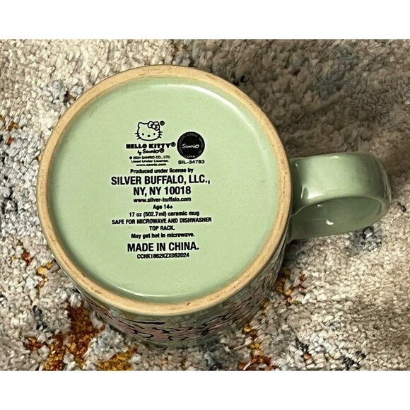 Hello Kitty Halloween Costume Frankenstein Ghosts Bats Large Green Mug 17oz HG1 - Picture 4 of 4